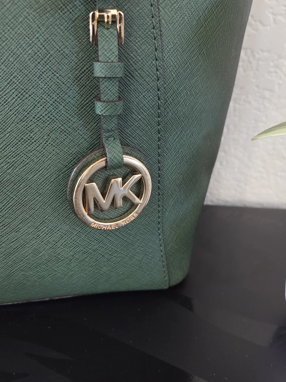 Michael Kors Emerald Green Saffiano Leather Tote with Gold Hardware
